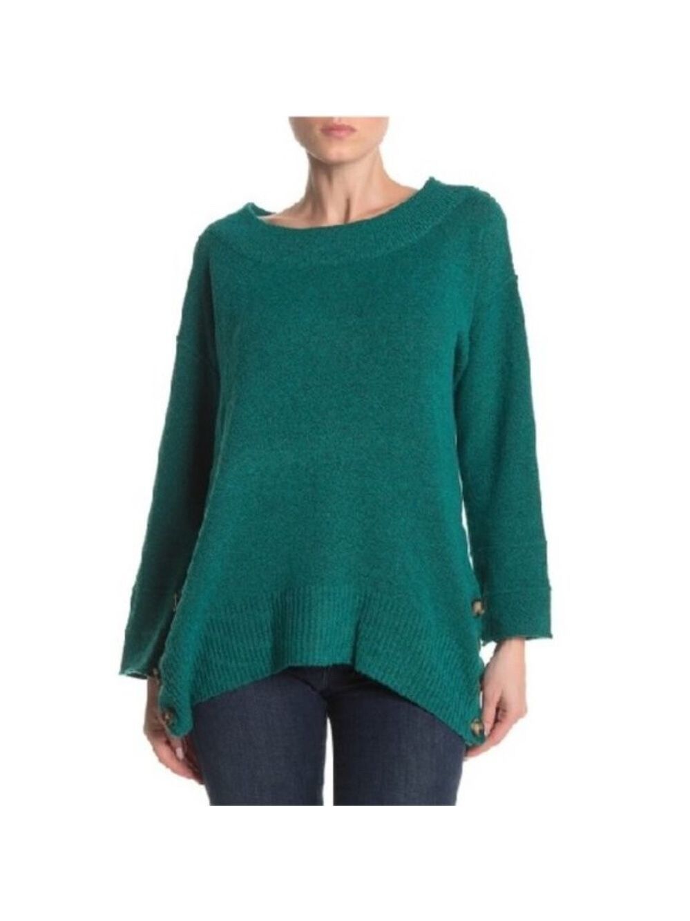 Democracy Side Button Boatneck Sweater